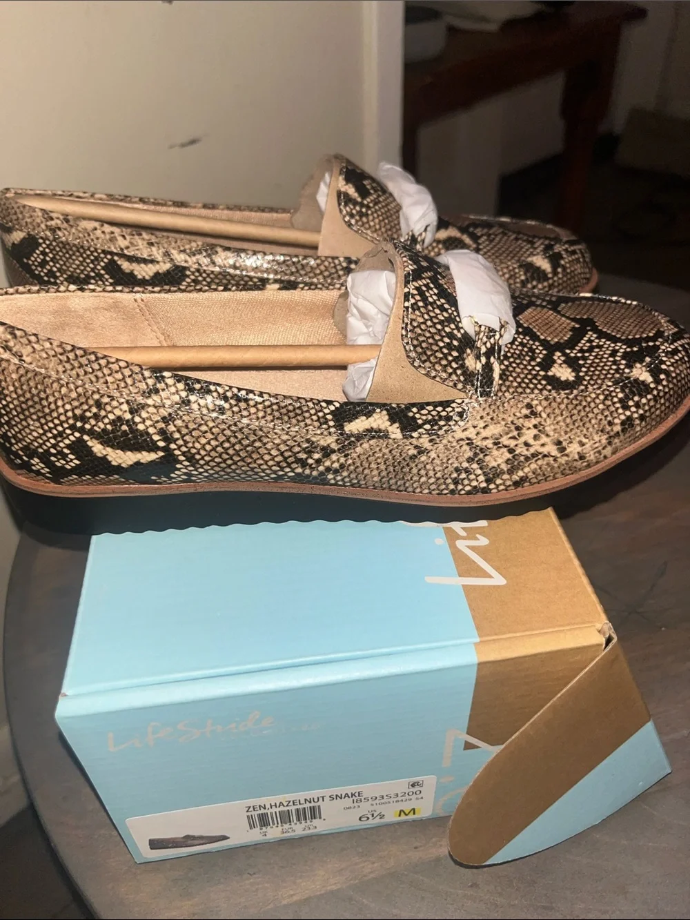 Life Stride Snake-Print Loafers in Brown and Black